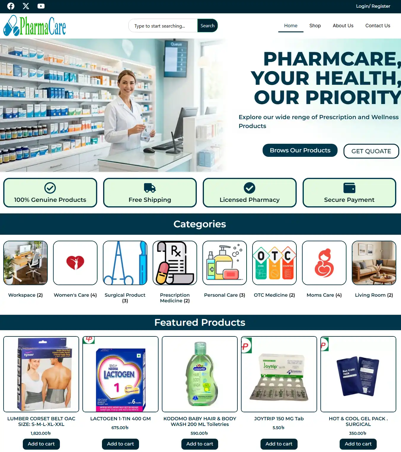 PharmaCare– Clean & Modern WooCommerce Template